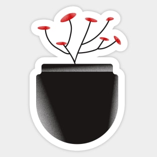 Red flower plant with pot Sticker